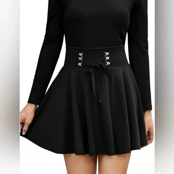 Kojooin Black Gothic Cosplay Punk Skort Skirt  Size 2XL - Picture 2 of 15